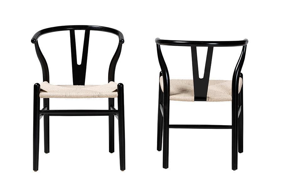 Paxton Modern Black Finished Wood 2-Piece Dining Chair Set FredCo
