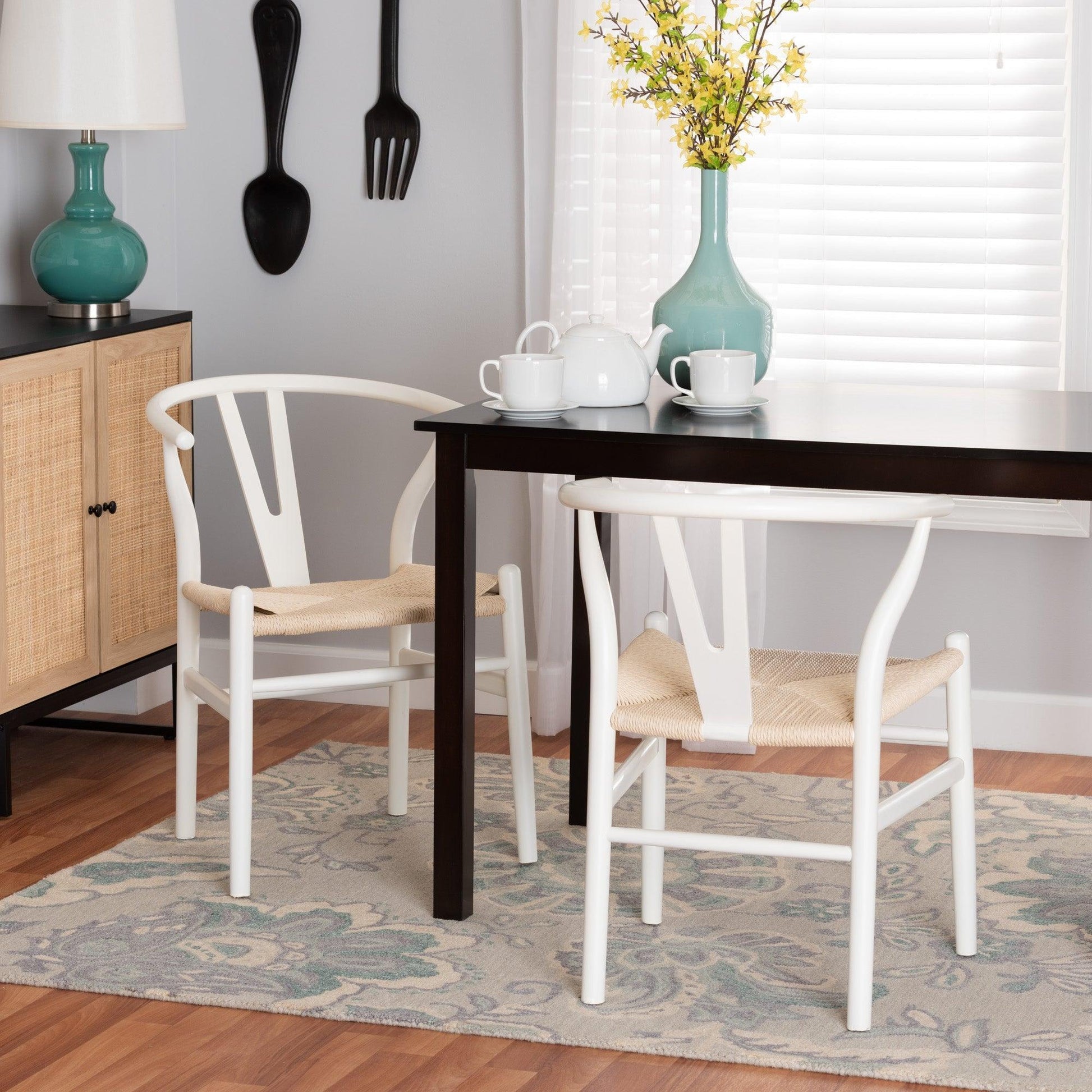 Paxton Modern White Finished Wood 2-Piece Dining Chair Set FredCo