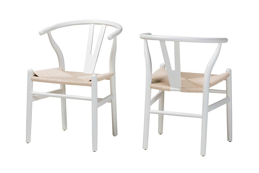 Paxton Modern White Finished Wood 2-Piece Dining Chair Set FredCo