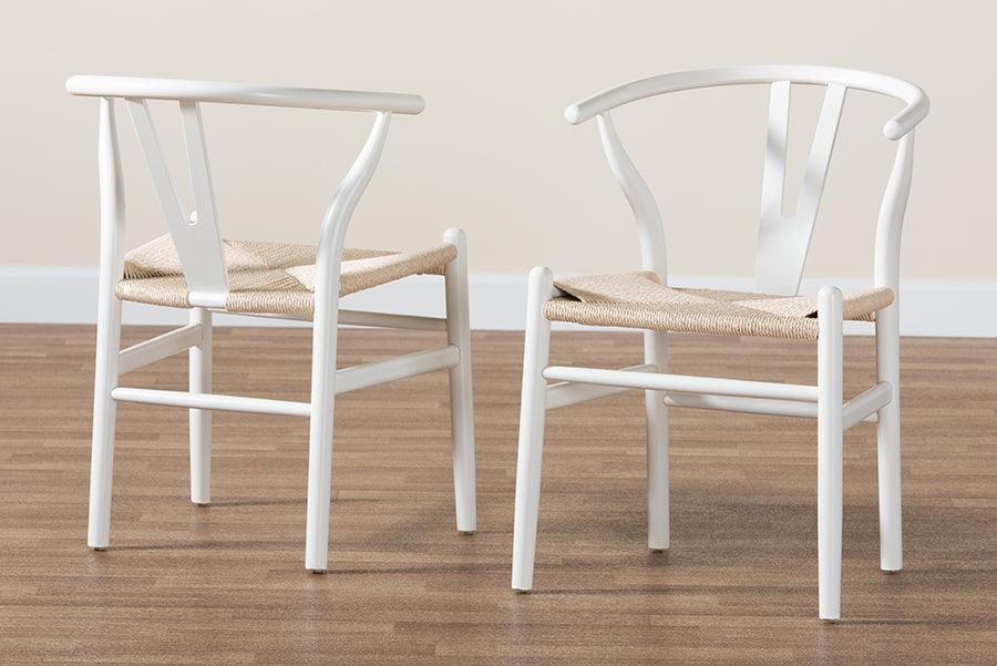 Paxton Modern White Finished Wood 2-Piece Dining Chair Set FredCo