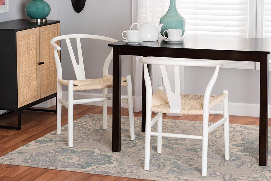 Paxton Modern White Finished Wood 2-Piece Dining Chair Set FredCo