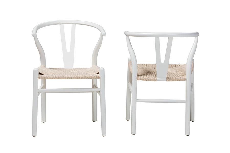 Paxton Modern White Finished Wood 2-Piece Dining Chair Set FredCo
