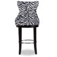 Peace Modern and Contemporary Zebra-print Patterned Fabric Upholstered Bar Stool with Metal Footrest FredCo