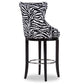 Peace Modern and Contemporary Zebra-print Patterned Fabric Upholstered Bar Stool with Metal Footrest FredCo