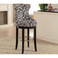 Peace Modern and Contemporary Zebra-print Patterned Fabric Upholstered Bar Stool with Metal Footrest FredCo