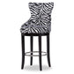 Peace Modern and Contemporary Zebra-print Patterned Fabric Upholstered Bar Stool with Metal Footrest FredCo