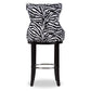 Peace Modern and Contemporary Zebra-print Patterned Fabric Upholstered Bar Stool with Metal Footrest FredCo
