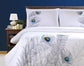 Peacock 100% Cotton Embroidered Duvet Cover and Pillow Sham Set FredCo