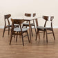 Pearson Mid-Century Grey Fabric Upholstered and Walnut Brown Finished Wood 5-Piece Dining Set with Faux Marble Table FredCo