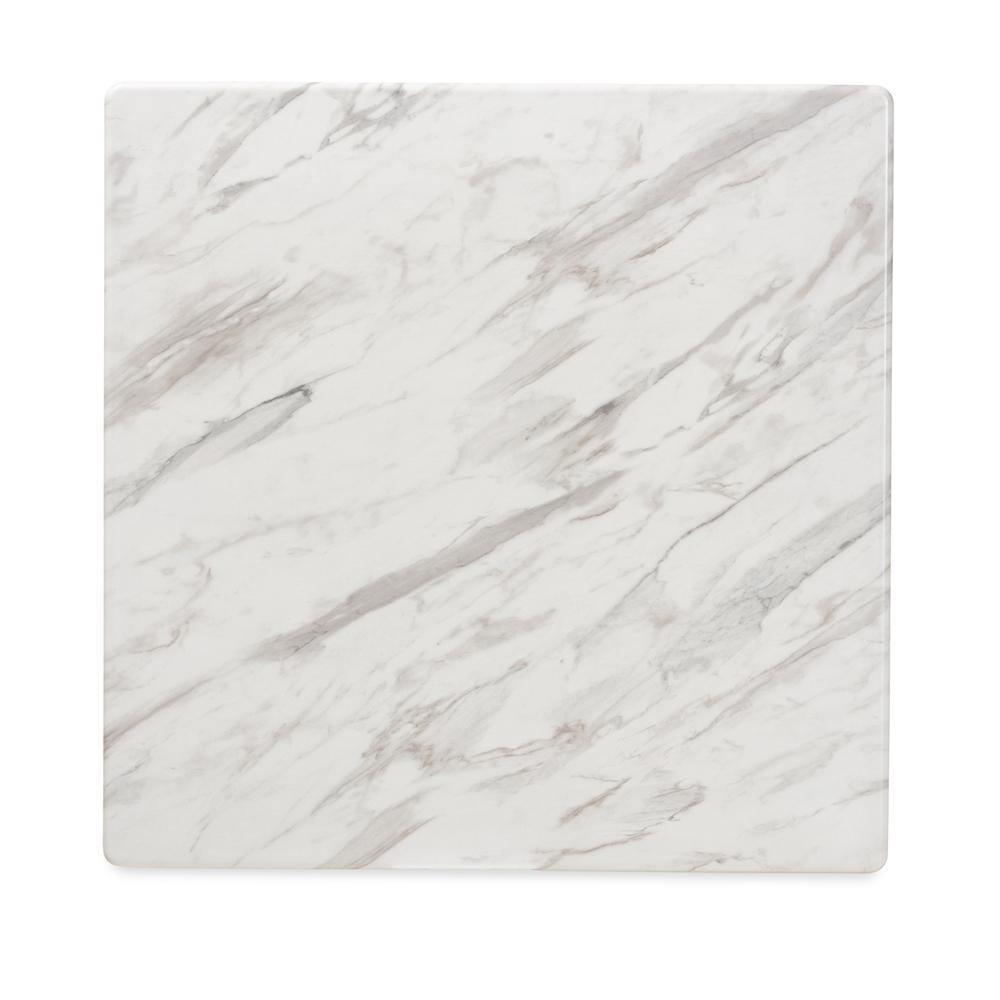 Pearson Mid-Century Transitional Beige Fabric Upholstered and Walnut Brown Finished Wood 5-Piece Dining Set with Faux Marble FredCo