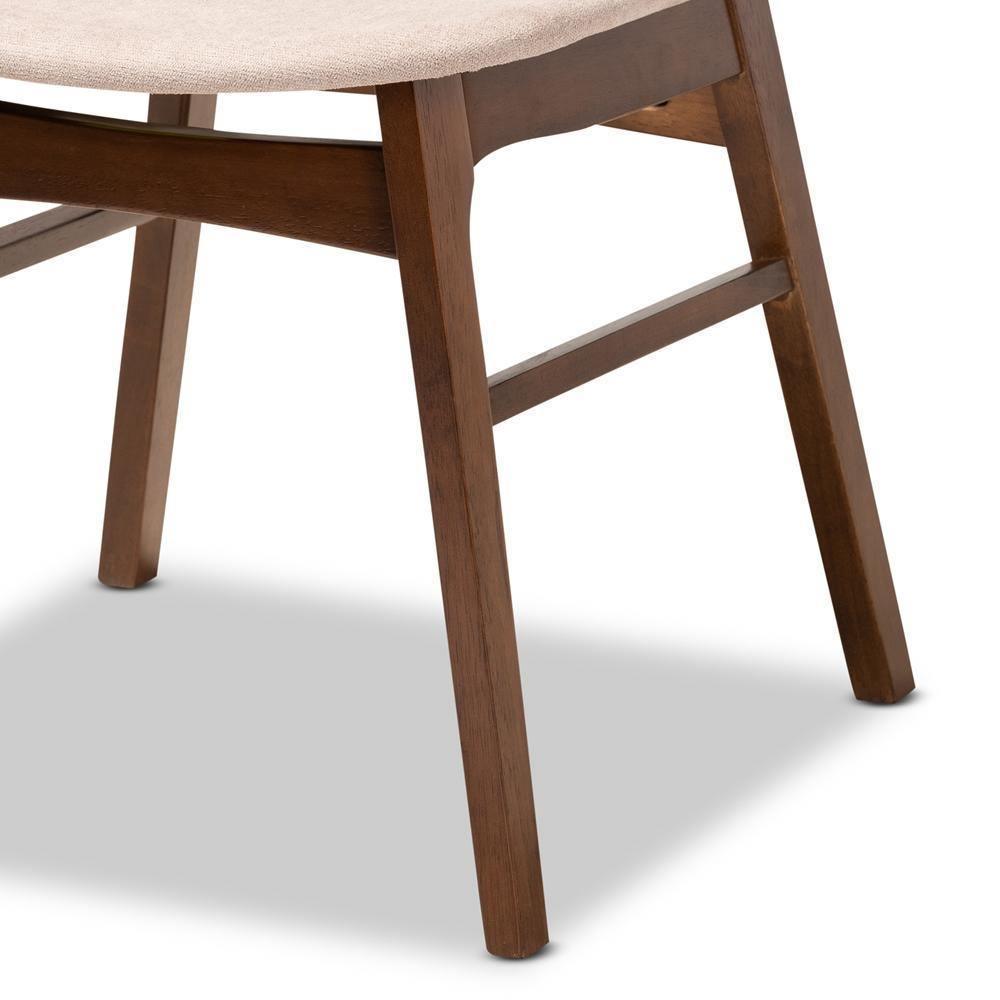 Pearson Mid-Century Transitional Beige Fabric Upholstered and Walnut Brown Finished Wood 5-Piece Dining Set with Faux Marble FredCo