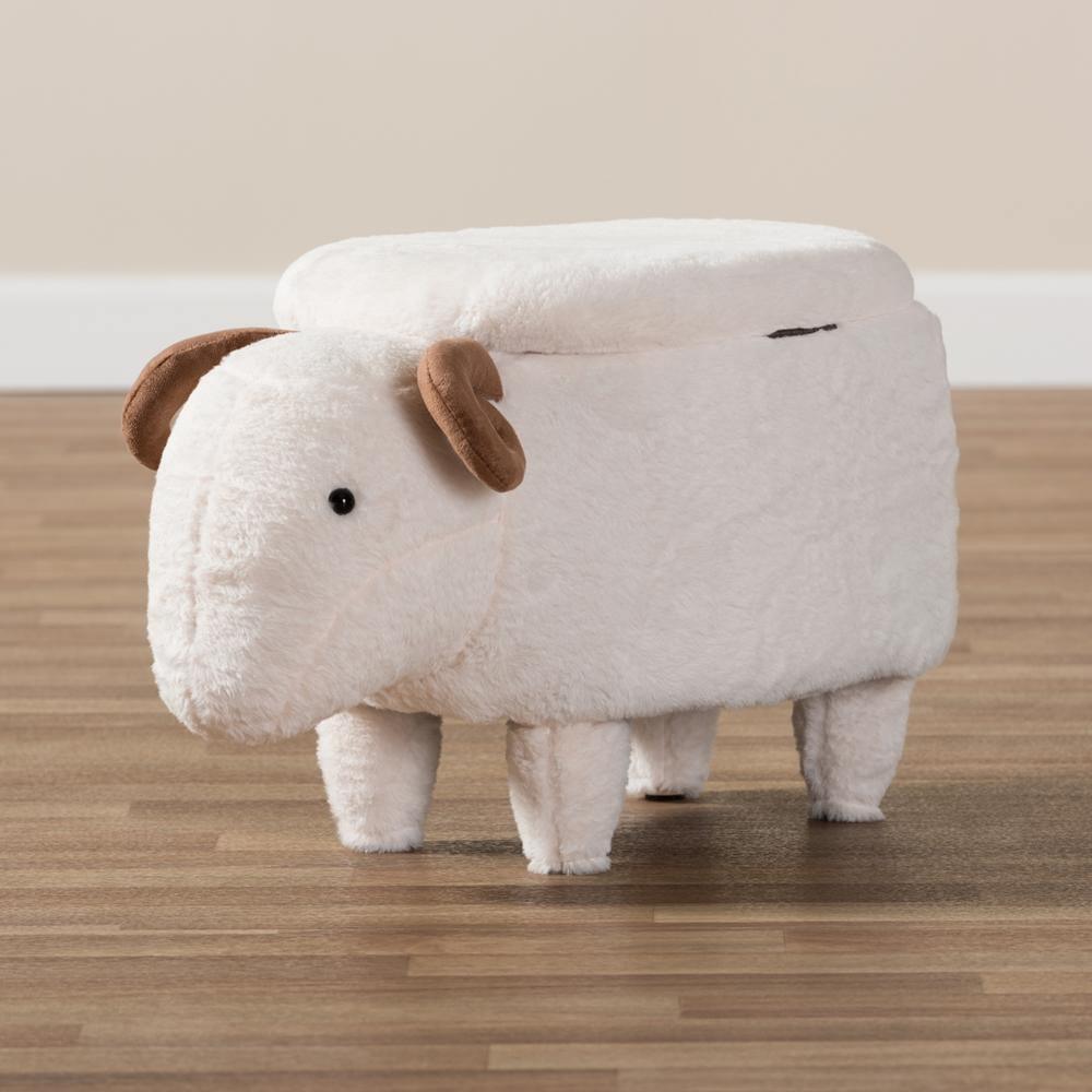 Pecora Contemporary Wool Upholstered Sheep Storage Ottoman FredCo