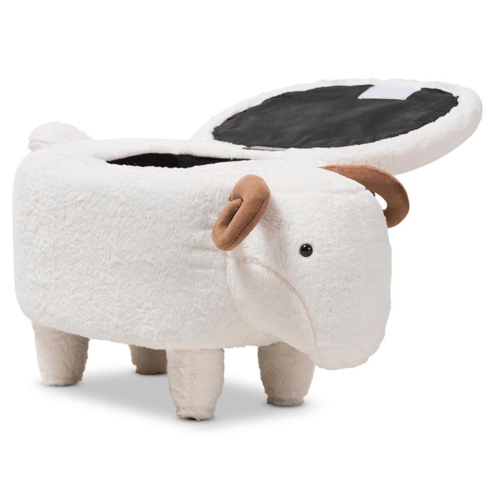 Pecora Contemporary Wool Upholstered Sheep Storage Ottoman FredCo