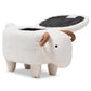 Pecora Contemporary Wool Upholstered Sheep Storage Ottoman FredCo