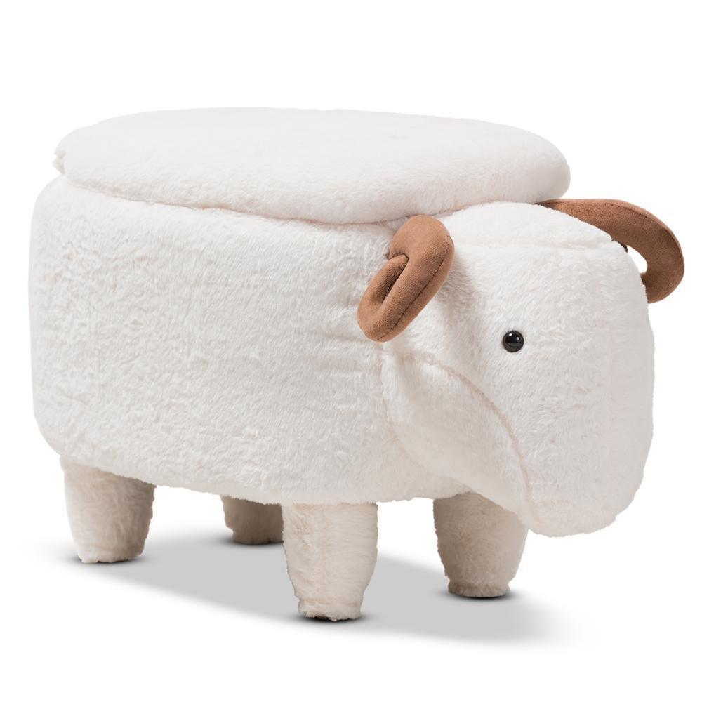 Pecora Contemporary Wool Upholstered Sheep Storage Ottoman FredCo