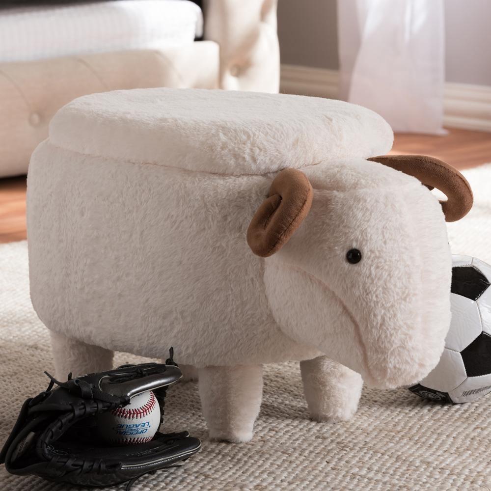 Pecora Contemporary Wool Upholstered Sheep Storage Ottoman FredCo