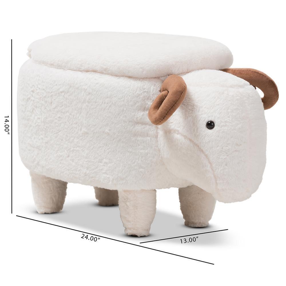 Pecora Contemporary Wool Upholstered Sheep Storage Ottoman FredCo