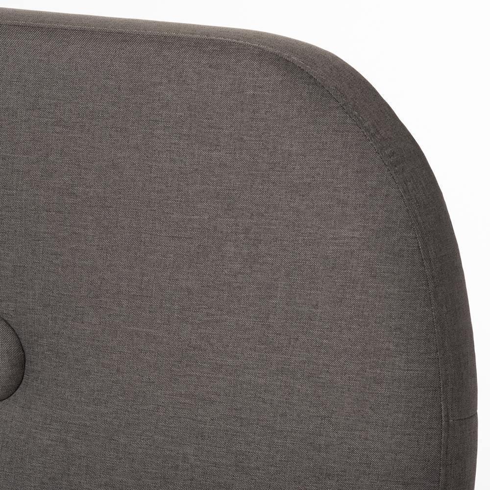 Penelope Mid-Century Modern Solid Walnut Wood Grey Fabric Upholstered Queen Size Platform Bed FredCo