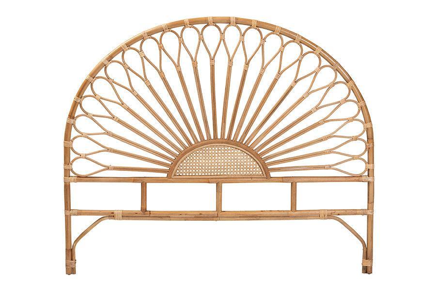 Perenna Modern Bohemian Natural Rattan Queen Size Standalone Headboard FredCo