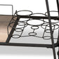 Perilla Modern Rustic and Industrial Oak Brown Finished Wood and Black Finished Metal 2-Tier Wine Serving Cart FredCo