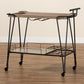 Perilla Modern Rustic and Industrial Oak Brown Finished Wood and Black Finished Metal 2-Tier Wine Serving Cart FredCo