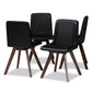 Pernille Modern Transitional Black Faux Leather Upholstered Walnut Finished 4-Piece Wood Dining Chair Set FredCo