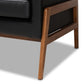 Perris Mid-Century Modern Black Faux Leather Upholstered Walnut Finished Wood 3-Piece Living Room Set FredCo