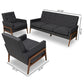 Perris Mid-Century Modern Dark Grey Fabric Upholstered Walnut Finished Wood 3-Piece Living Room Set FredCo