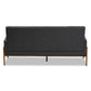 Perris Mid-Century Modern Dark Grey Fabric Upholstered Walnut Finished Wood Sofa FredCo