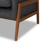 Perris Mid-Century Modern Dark Grey Fabric Upholstered Walnut Finished Wood Sofa FredCo