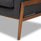 Perris Mid-Century Modern Dark Grey Fabric Upholstered Walnut Wood Lounge Chair FredCo