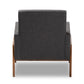Perris Mid-Century Modern Dark Grey Fabric Upholstered Walnut Wood Lounge Chair FredCo