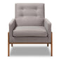 Perris Mid-Century Modern Grey Fabric Upholstered Walnut Wood Lounge Chair FredCo
