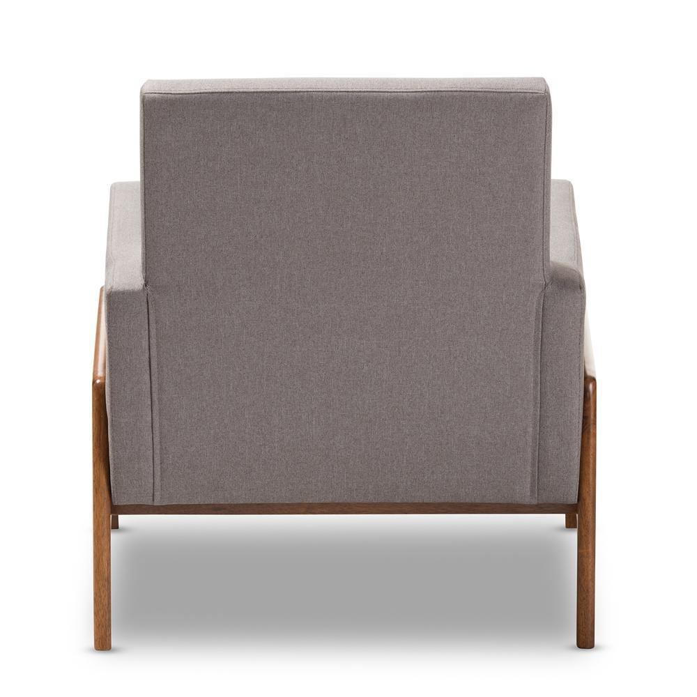 Perris Mid-Century Modern Grey Fabric Upholstered Walnut Wood Lounge Chair FredCo