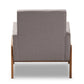 Perris Mid-Century Modern Grey Fabric Upholstered Walnut Wood Lounge Chair FredCo