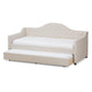 Perry Modern and Contemporary Light Beige Fabric Daybed with Trundle FredCo
