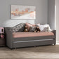 Perry Modern and Contemporary Light Grey Fabric Daybed with Trundle FredCo