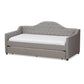 Perry Modern and Contemporary Light Grey Fabric Daybed with Trundle FredCo