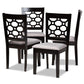 Peter Modern and Contemporary Grey Fabric Upholstered and Dark Brown Finished Wood 4-Piece Dining Chair Set FredCo