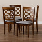 Peter Modern and Contemporary Grey Fabric Upholstered and Walnut Brown Finished Wood 4-Piece Dining Chair Set FredCo