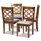 Peter Modern and Contemporary Grey Fabric Upholstered and Walnut Brown Finished Wood 4-Piece Dining Chair Set FredCo
