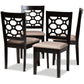 Peter Modern and Contemporary Sand Fabric Upholstered and Dark Brown Finished Wood 4-Piece Dining Chair Set FredCo