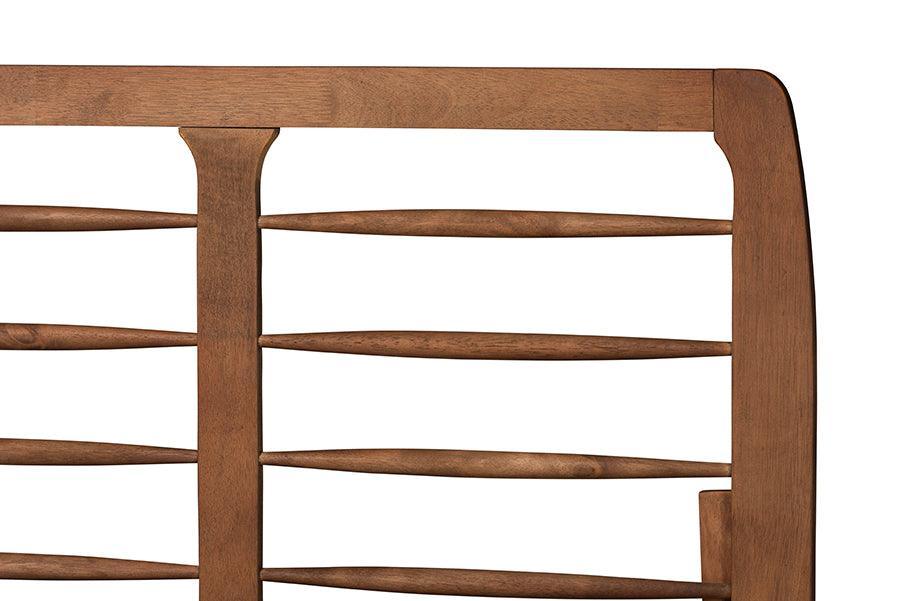 Petra Mid-Century Modern Ash Walnut Finished Wood King Size Platform Bed FredCo