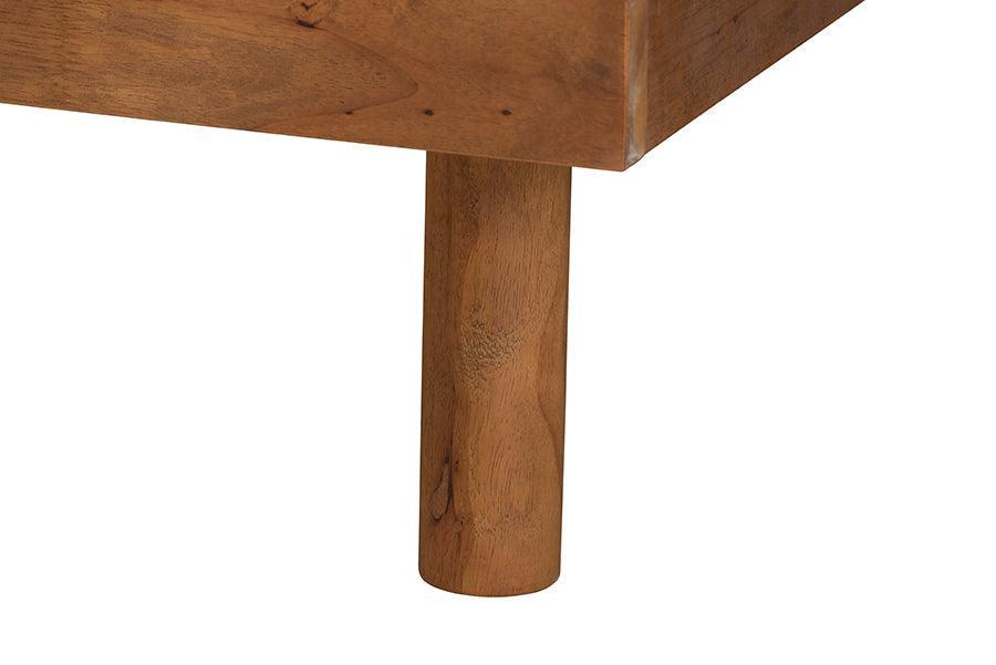 Petra Mid-Century Modern Ash Walnut Finished Wood King Size Platform Bed FredCo