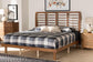 Petra Mid-Century Modern Ash Walnut Finished Wood King Size Platform Bed FredCo