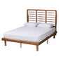 Petra Mid-Century Modern Ash Walnut Finished Wood Queen Size Platform Bed FredCo