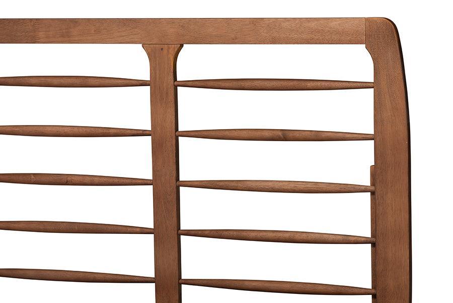 Petra Mid-Century Modern Ash Walnut Finished Wood Queen Size Platform Bed FredCo