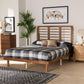 Petra Mid-Century Modern Ash Walnut Finished Wood Queen Size Platform Bed FredCo