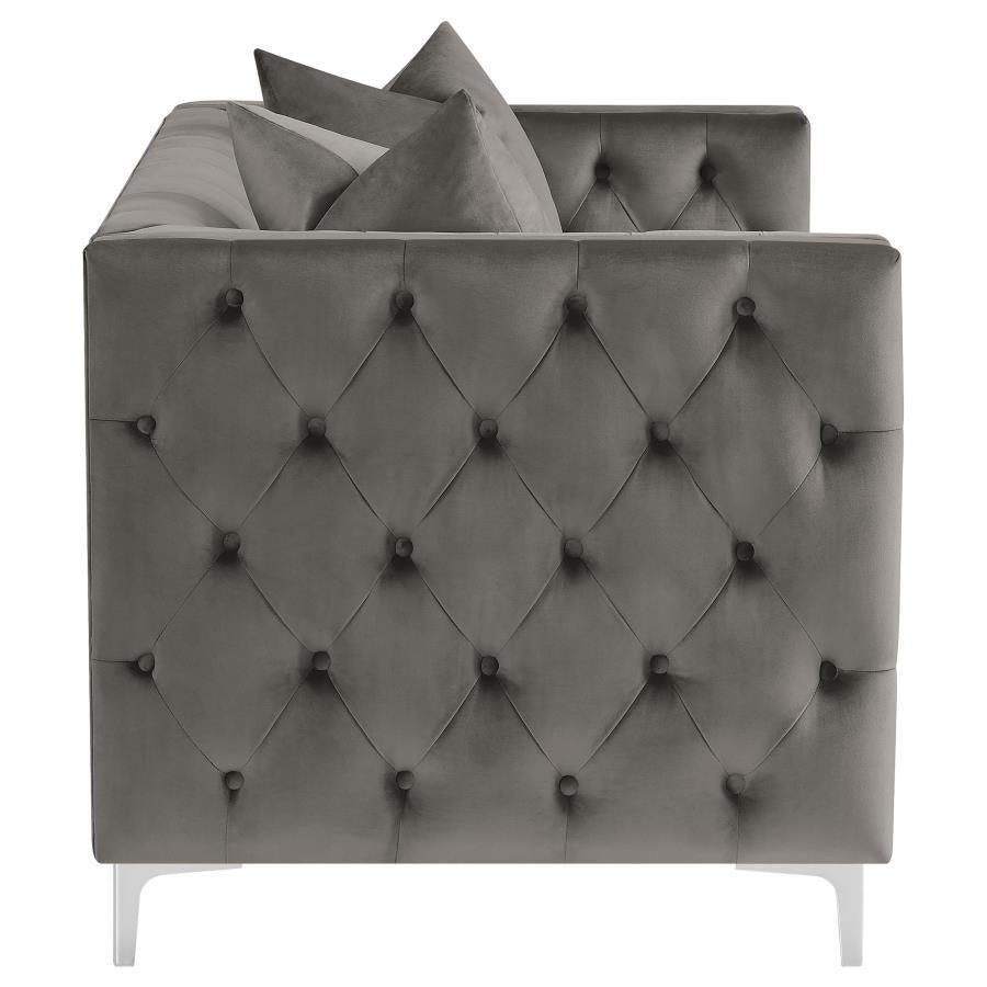 Phoebe 2-piece Tufted Tuxedo Arms Living Room Set Urban Bronze 509881-S2 Coaster FredCo