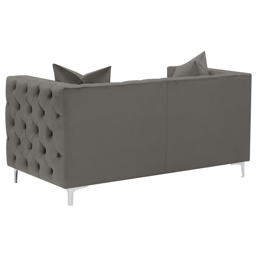 Phoebe 2-piece Tufted Tuxedo Arms Living Room Set Urban Bronze 509881-S2 Coaster FredCo